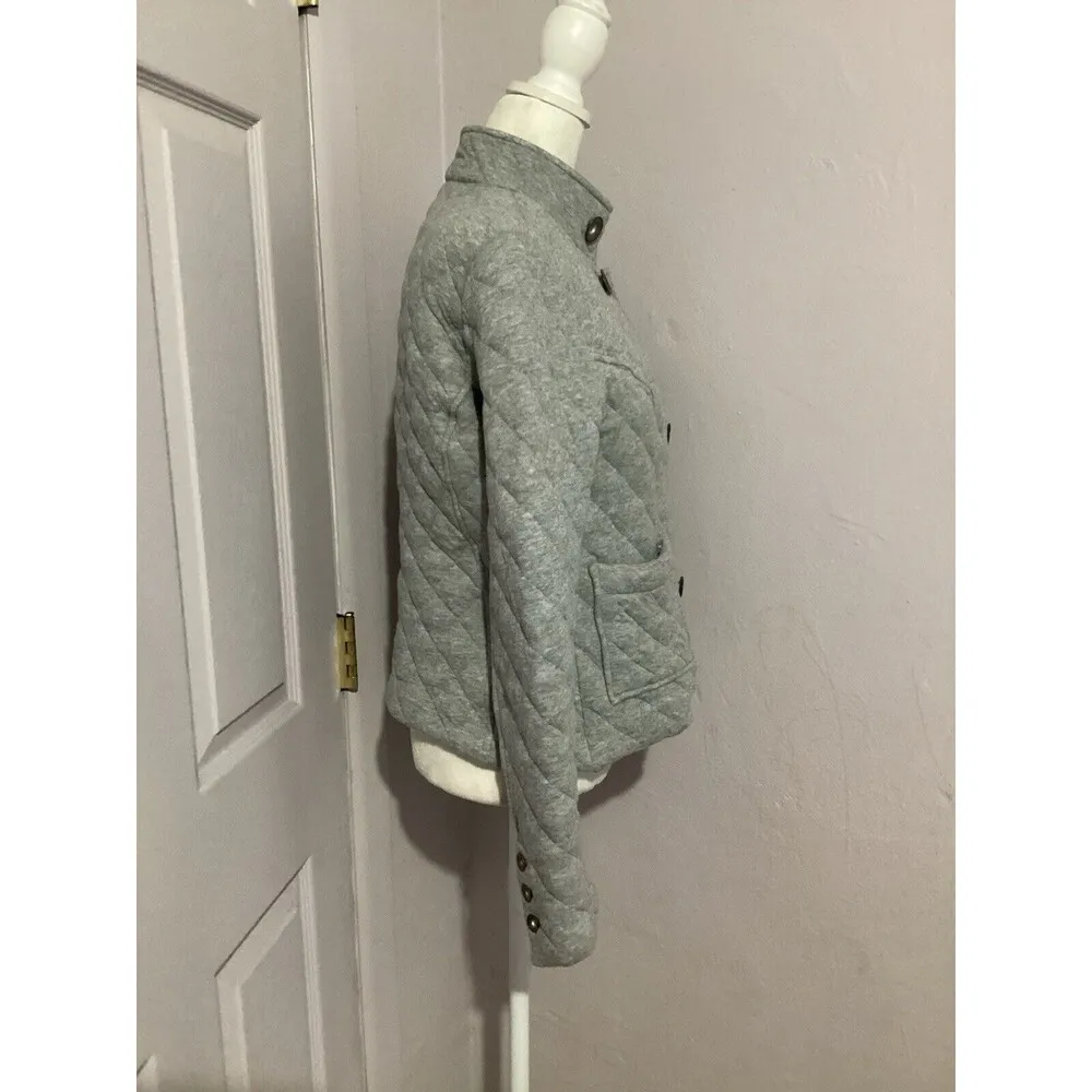 Cabi 100% Cotton Gray Quilted Double Breasted Short Blazer Jacket M - Image 3