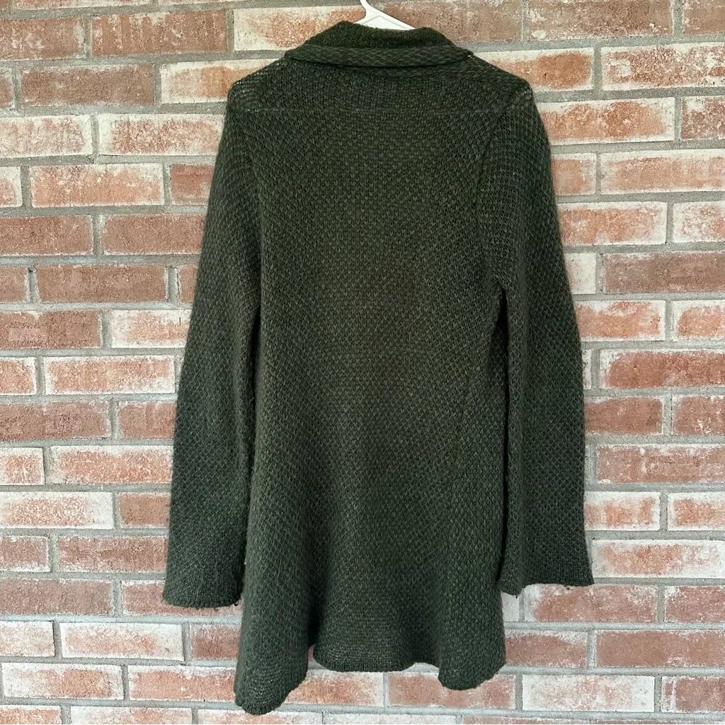 Wooden Ships Open Cardigan Knit Wool Mohair Blend Women’s Small Medium Green - Image 7