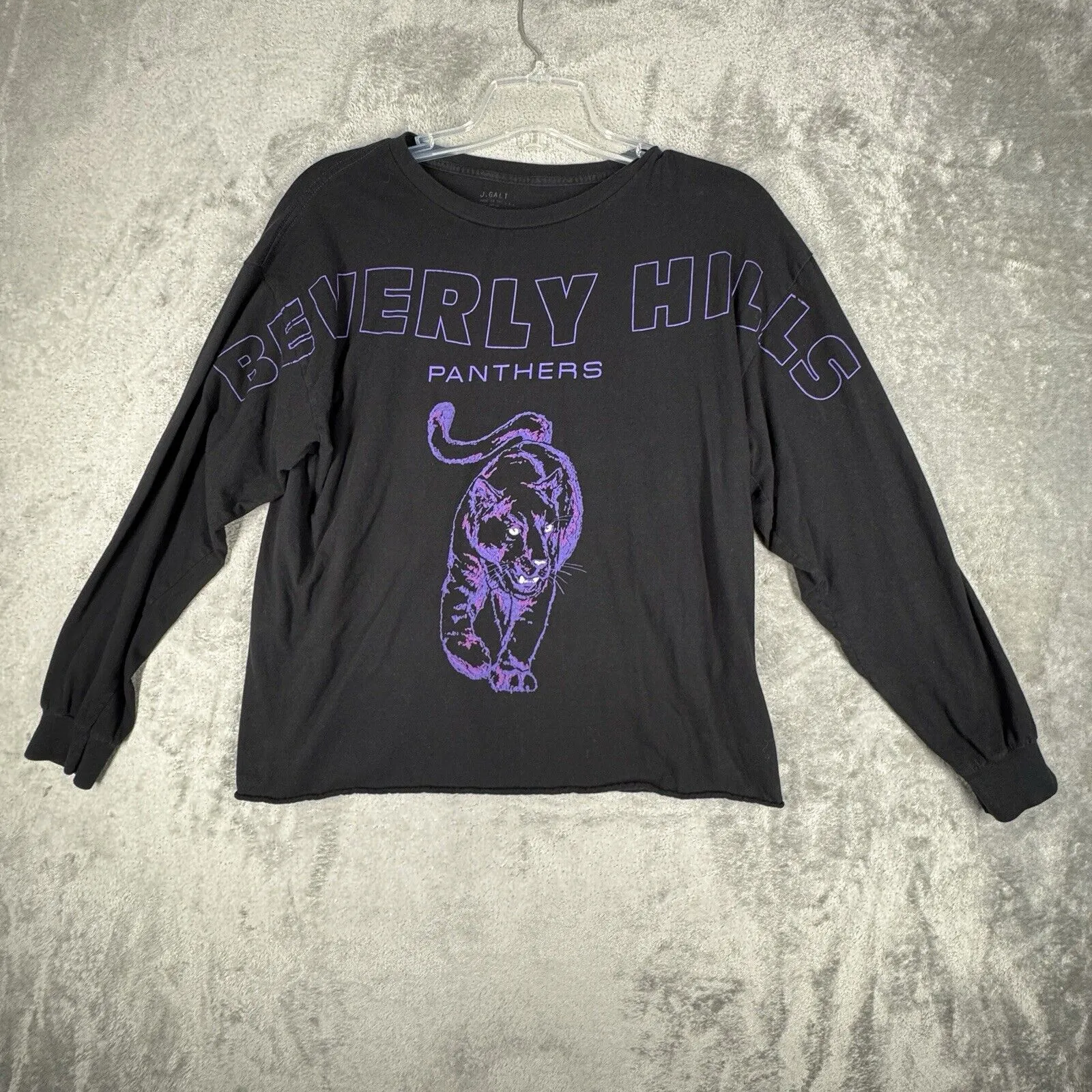 John Galt Shirt Womens One Size Washed Black Purple‎ Panther Raglan Tee Casual - Image 2