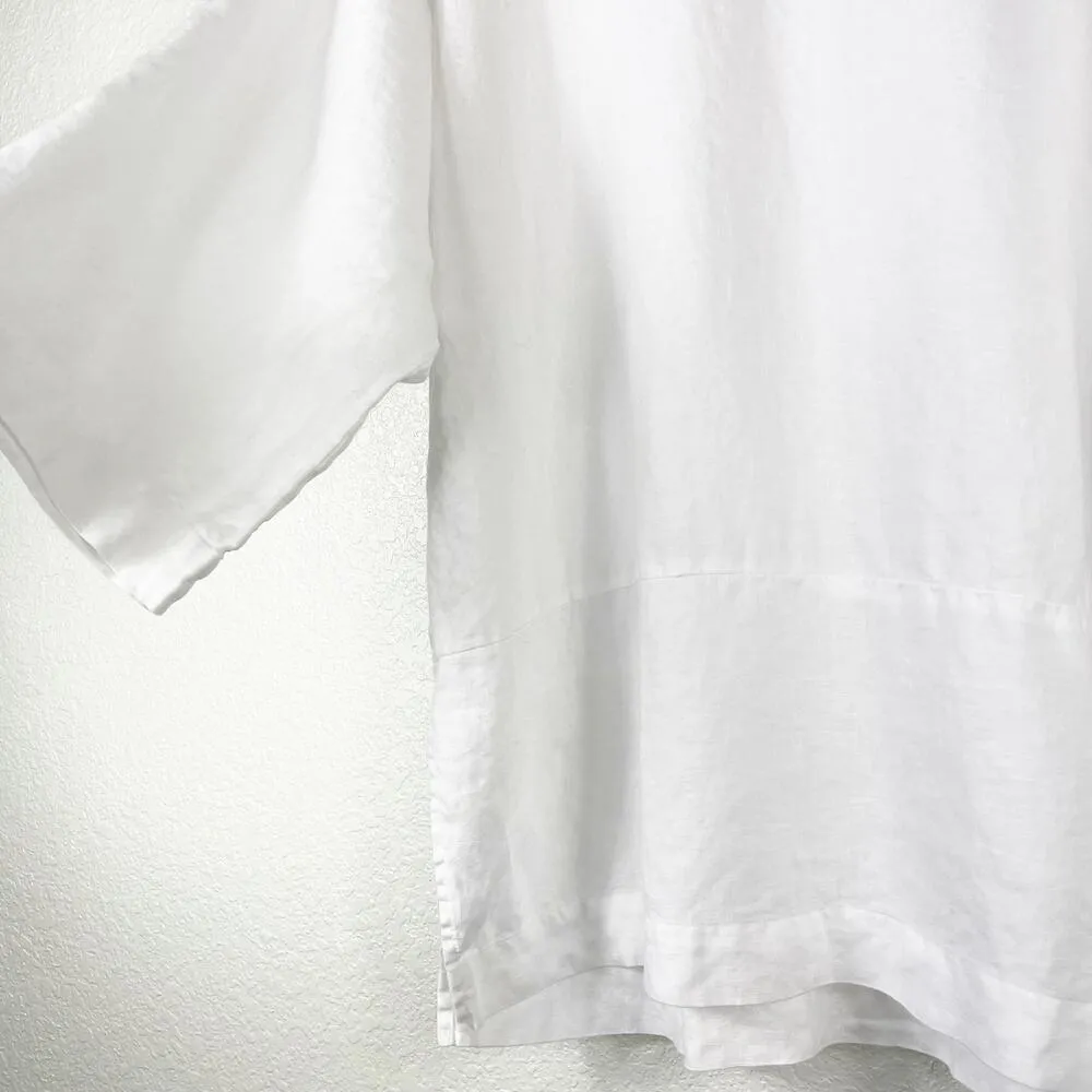 Pure Jill Women's White Linen Tunic Top Shirt Size Large Beach Summer Coastal - Image 5