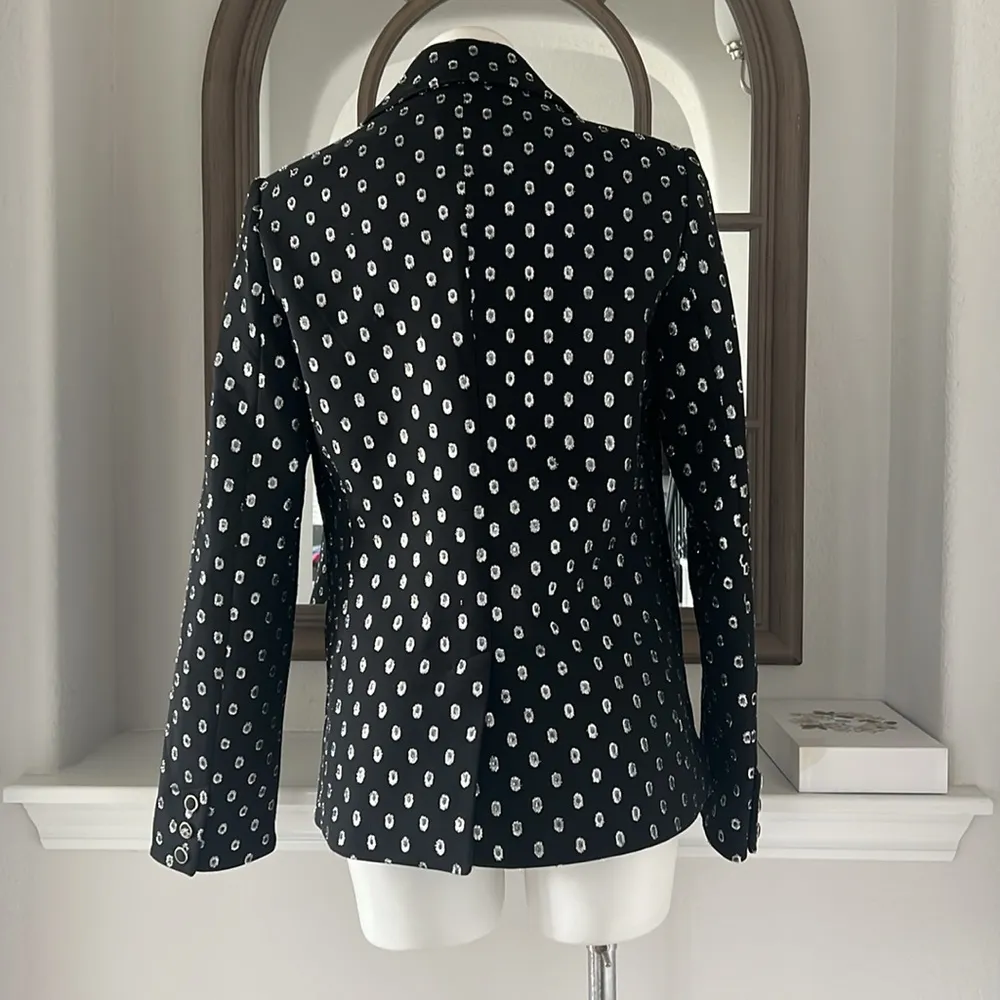 Tanya Taylor Andie Silk Blend Jacket/Blazer, Black/Silver Size 6 New w/Tag $595 - Image 12