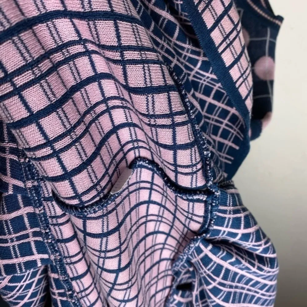 RED VALENTINO Garavani Blue & Pink Polk-a-dot/Striped‎ Printed Mini Dress - Image 9