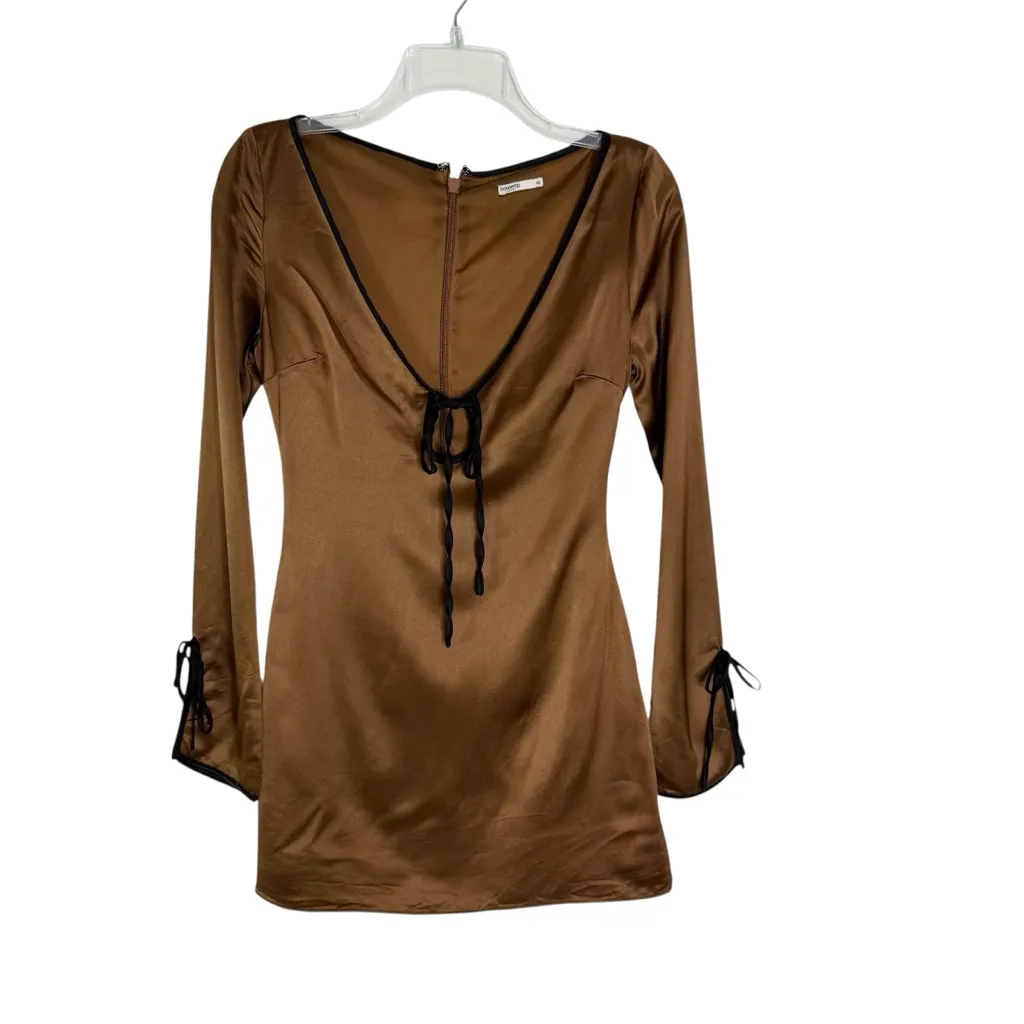 House of CB Sakina Copper Satin Mini Dress Size XS - Image 8