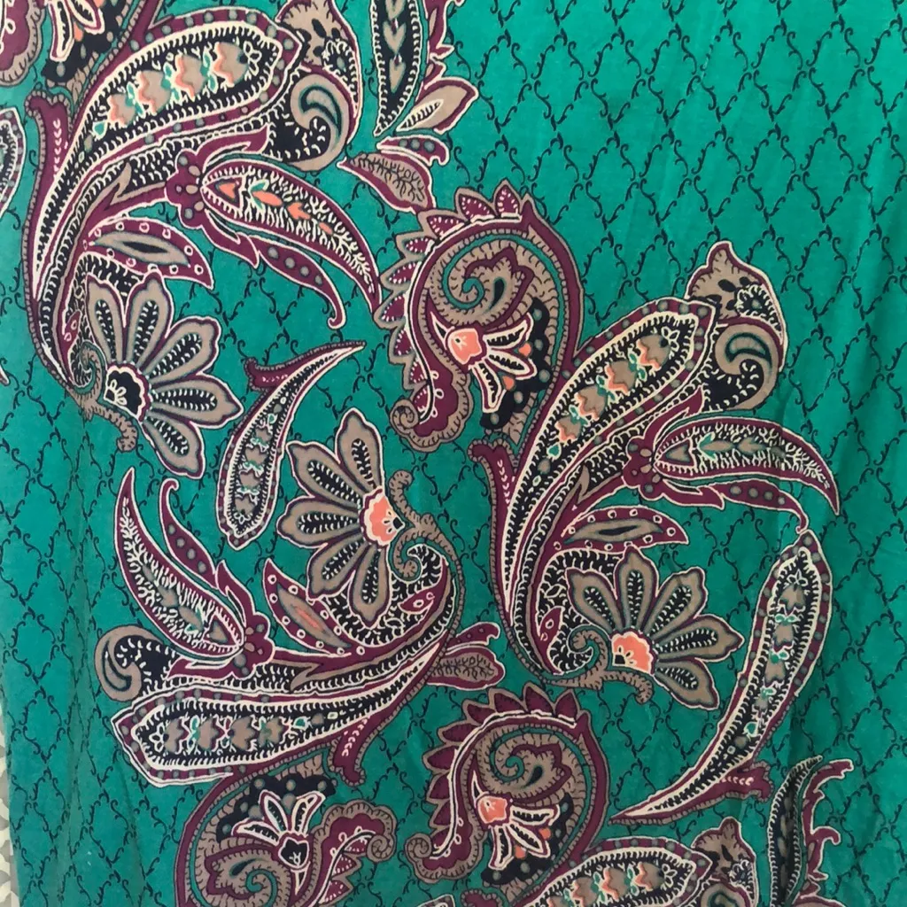 Soma super soft teal paisley cap sleeve pajama top‎ nightshirt women's size M - Image 3