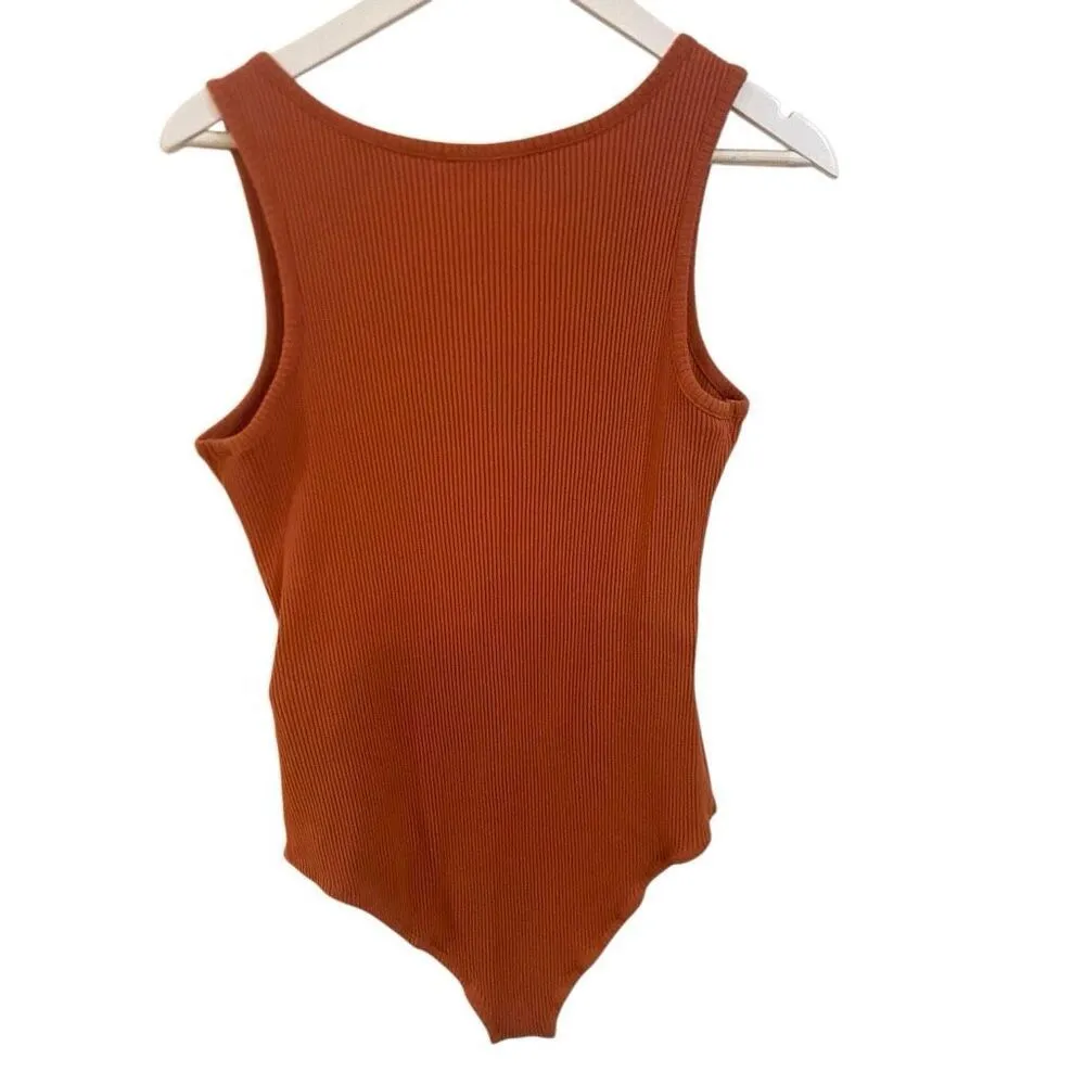 Harley Davidson ribbed sleeveless orange bodysuit medium - Image 5