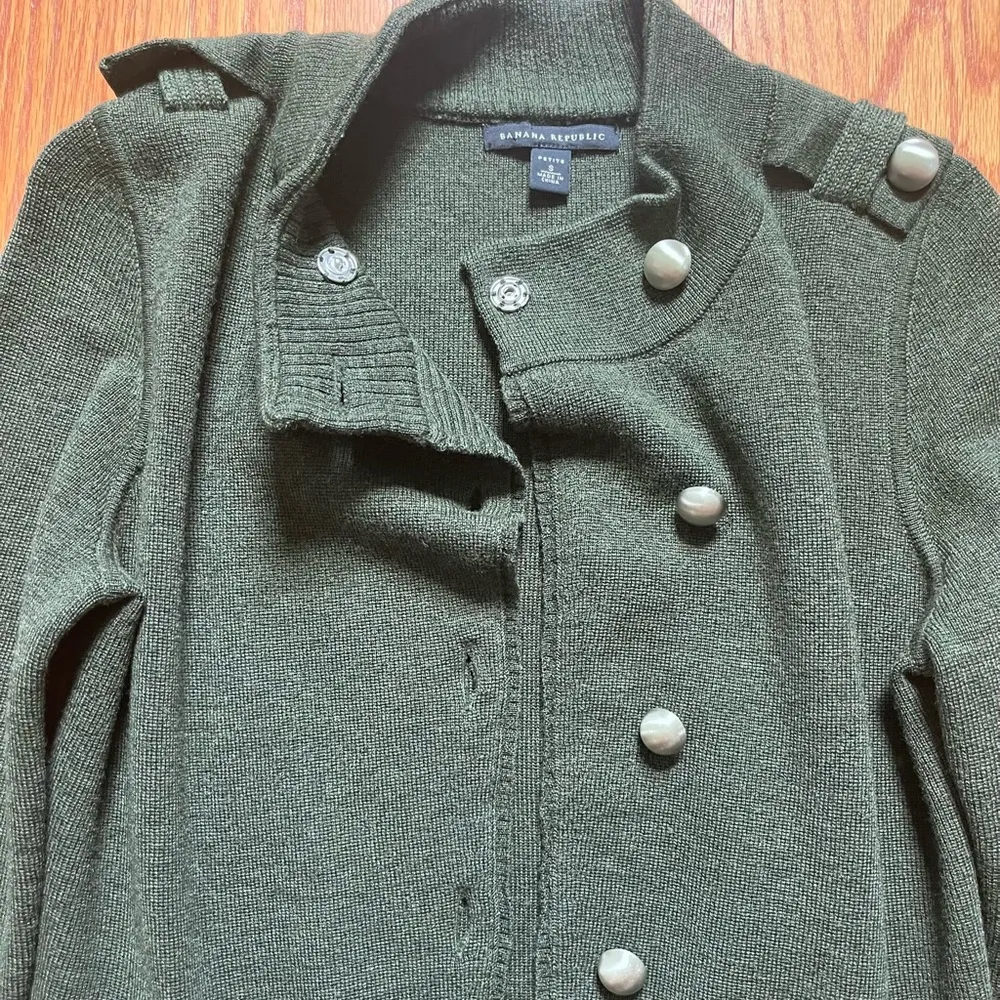 Banana Republic Olive Green Cardigan Womens Petite Small - Image 8