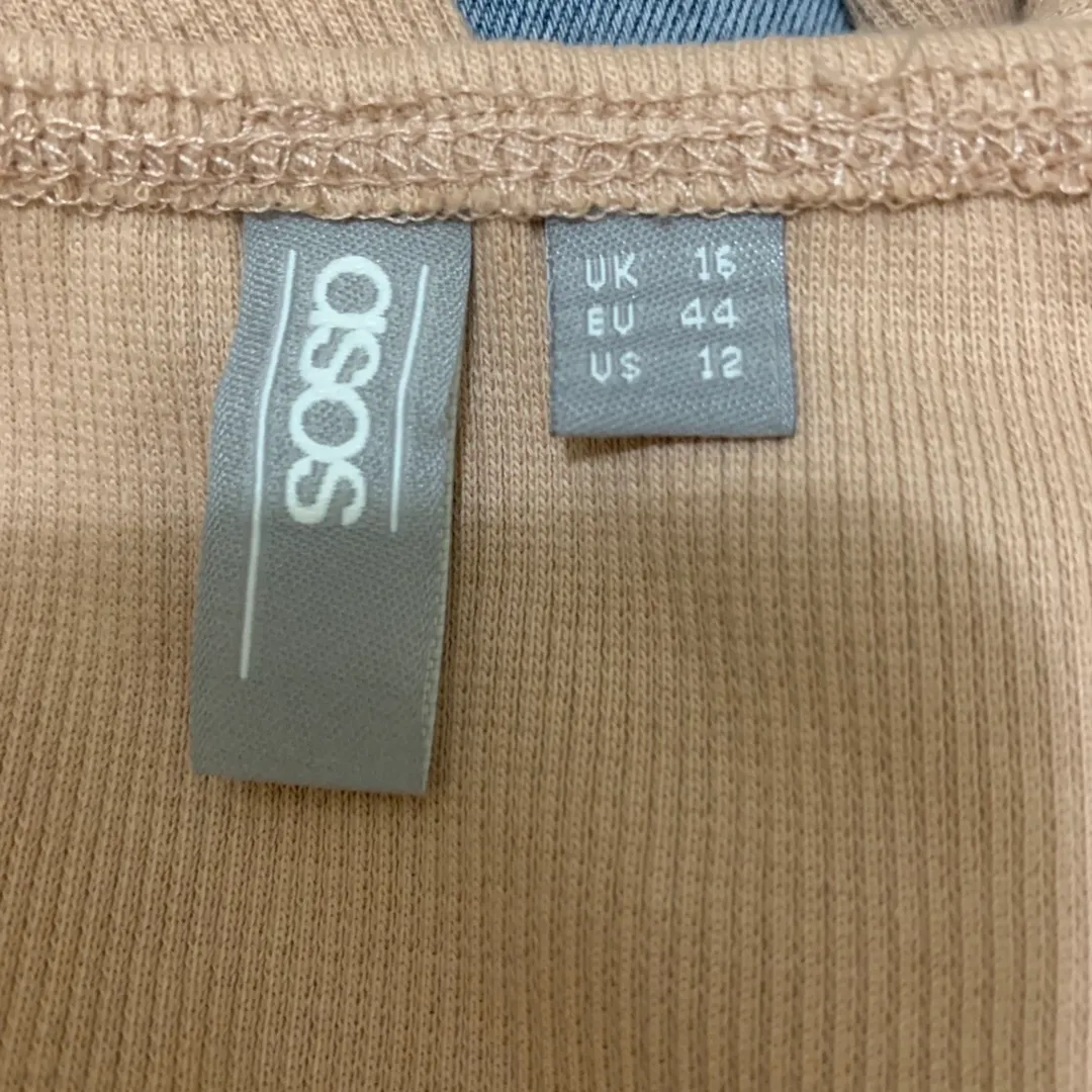 Beige Long Sleeve Ribbed Top Size 12 - Image 3