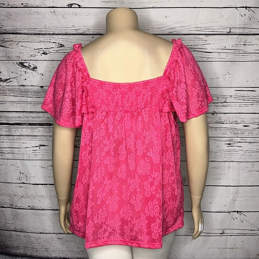 Weekend by Suzanne Betro NWT 3X Floral Lace Sweetheart Neck Ruffle Blouse Top - Image 4