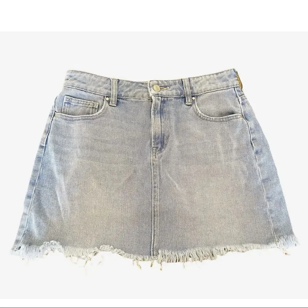 Pacsun Short Mini Womens Raw Hem Skirt Denim Minimalist Jeans SZ 27 - Image 3