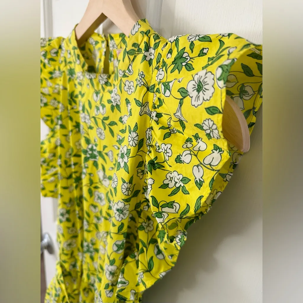 BANJANAN Audrey Mini Dress Spring Aurora Floral Print Yellow Green Size M Size M - Image 9