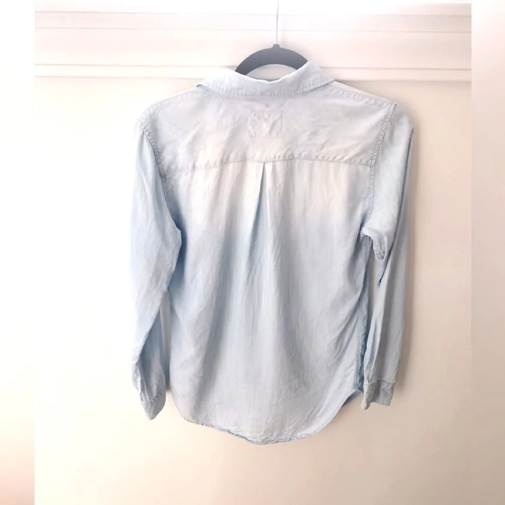 RAILS Carter Shirt Women's XS Light Vintage Denim Chambray Button Down Top Faded - Image 8