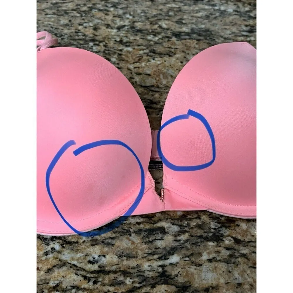 Victoria Secret Womens Underwire Bra Push Up Neon Orange Bra 32D - Image 7