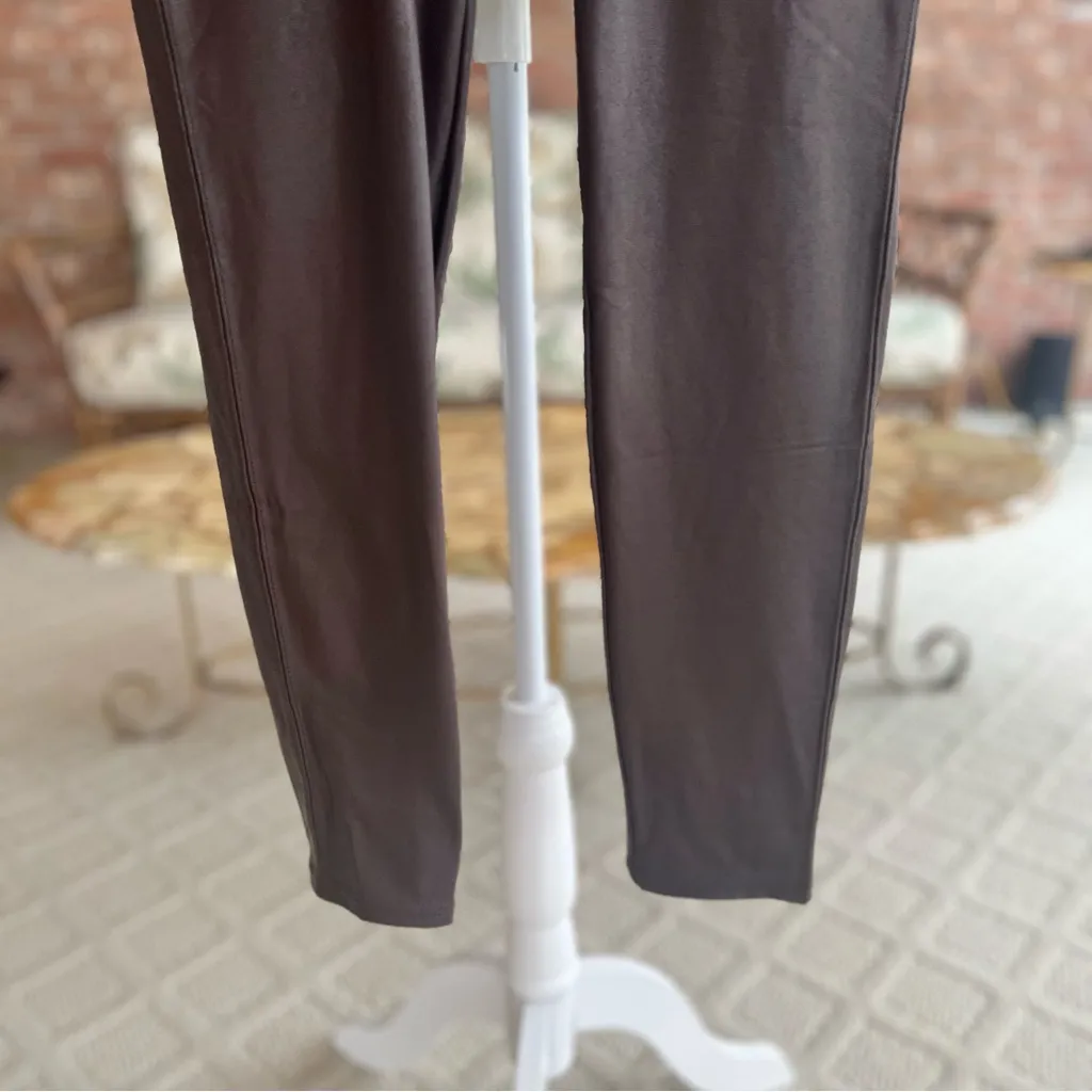 Time & Tru Legging Pants Faux Leather Brown M Skinny High Waist Size M - Image 6
