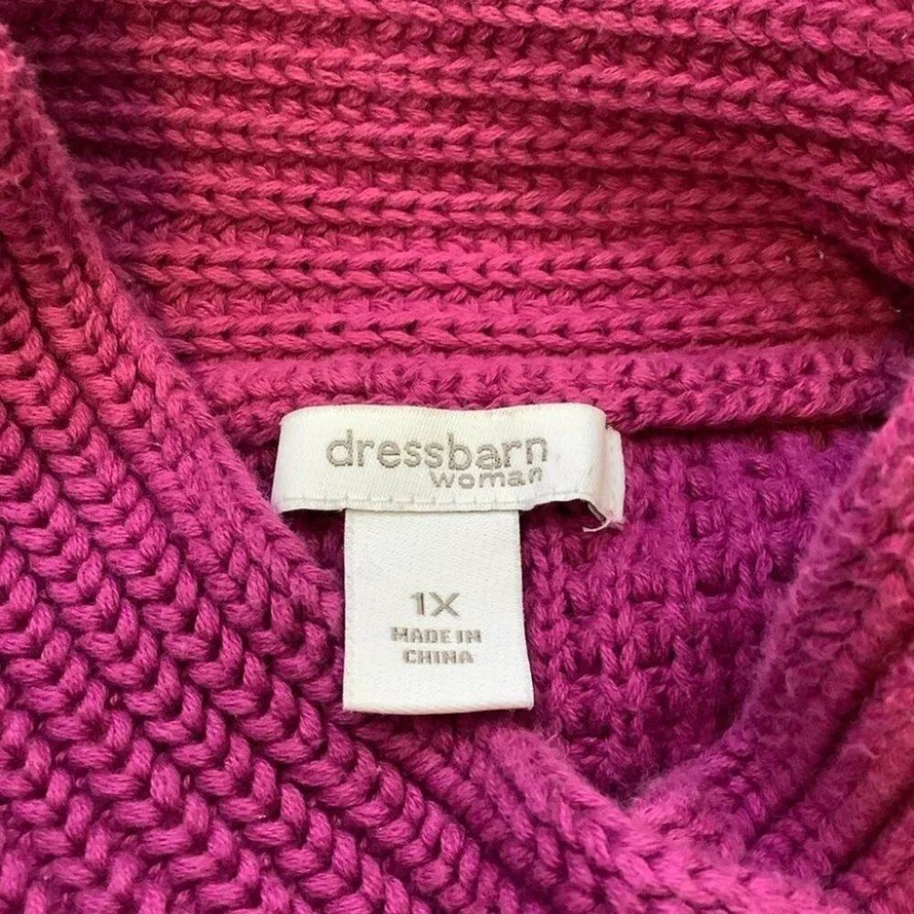 Dress Barn Woman Size 1X Purple Short Sleeve Knit Sweater Retro Button Cute Chic - Image 4
