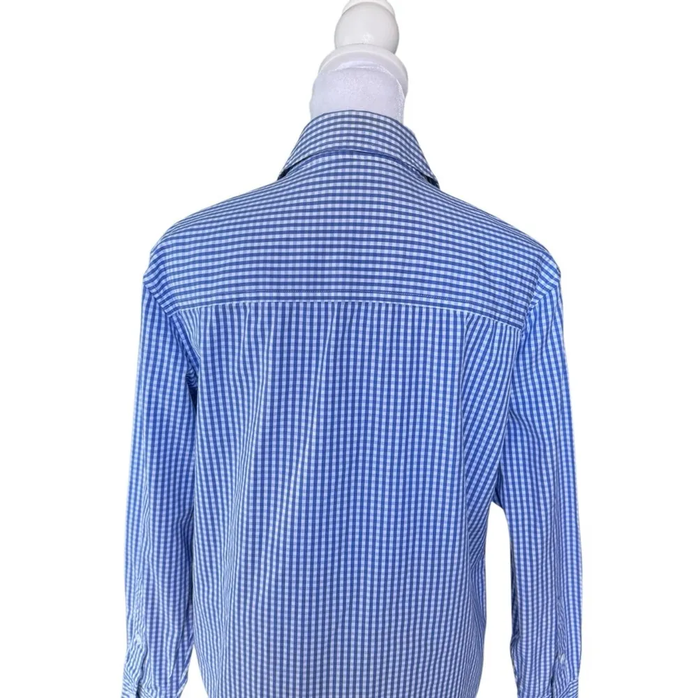 Equipment  - Blue & White Gingham Button-Down Blouse Sz XS - Image 4