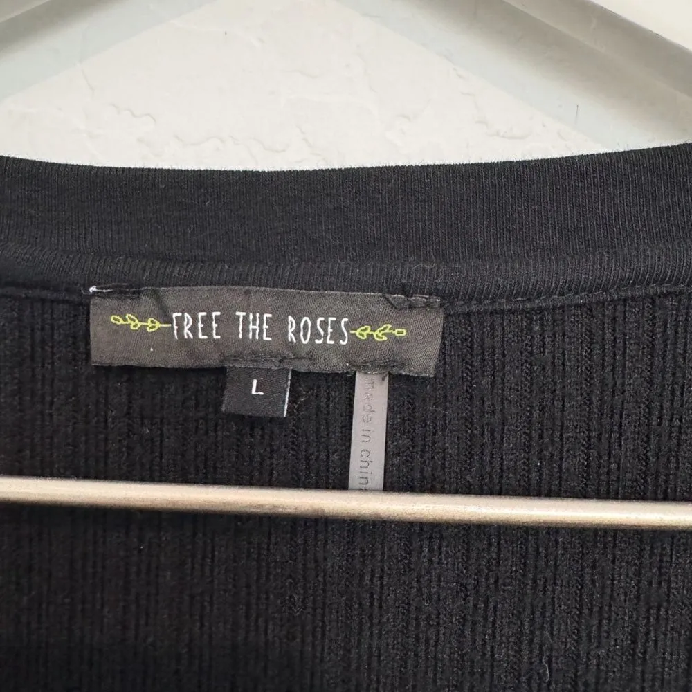 Free The Roses‎ Knit Henley Bodysuit Black Size L - Image 7