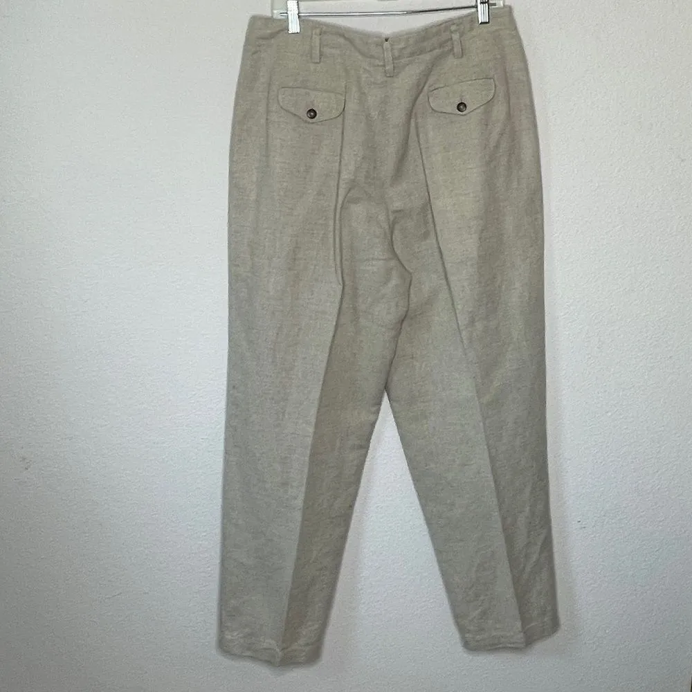 Vintage LizSport Linen Blend Trousers‎ Tan Size 16 - Image 4