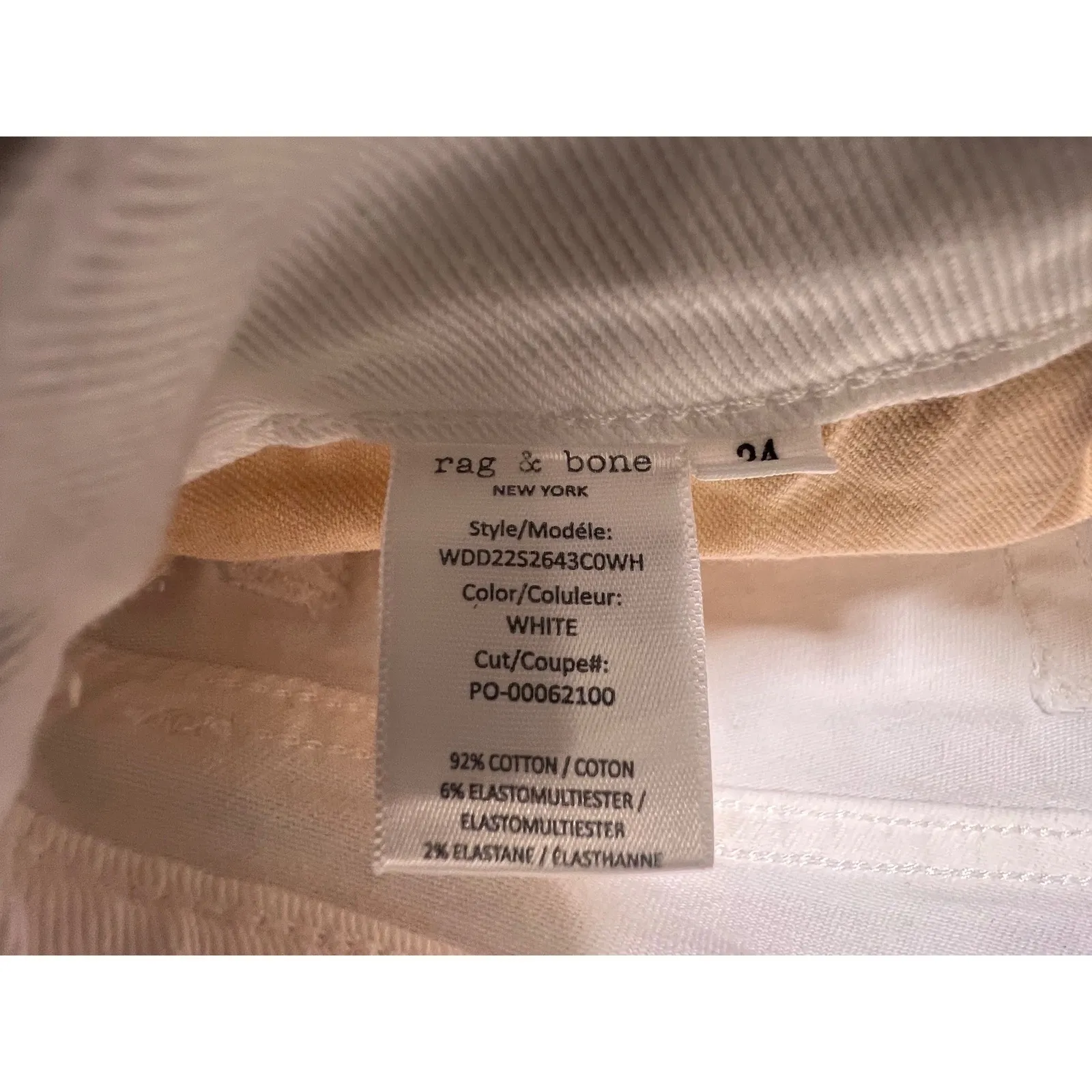 Rag & Bone Dre Low Rise Slim Boyfriend Ankle Jeans White Denim Womens Size 24x26 - Image 5