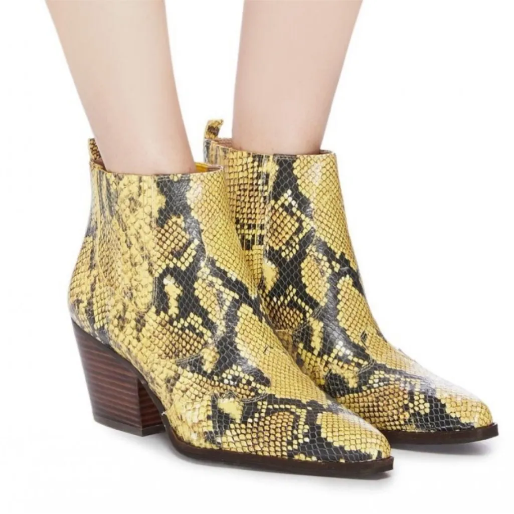 Sam Edelman yellow snakeskin boots. / booties reptile size 10 - Image 3