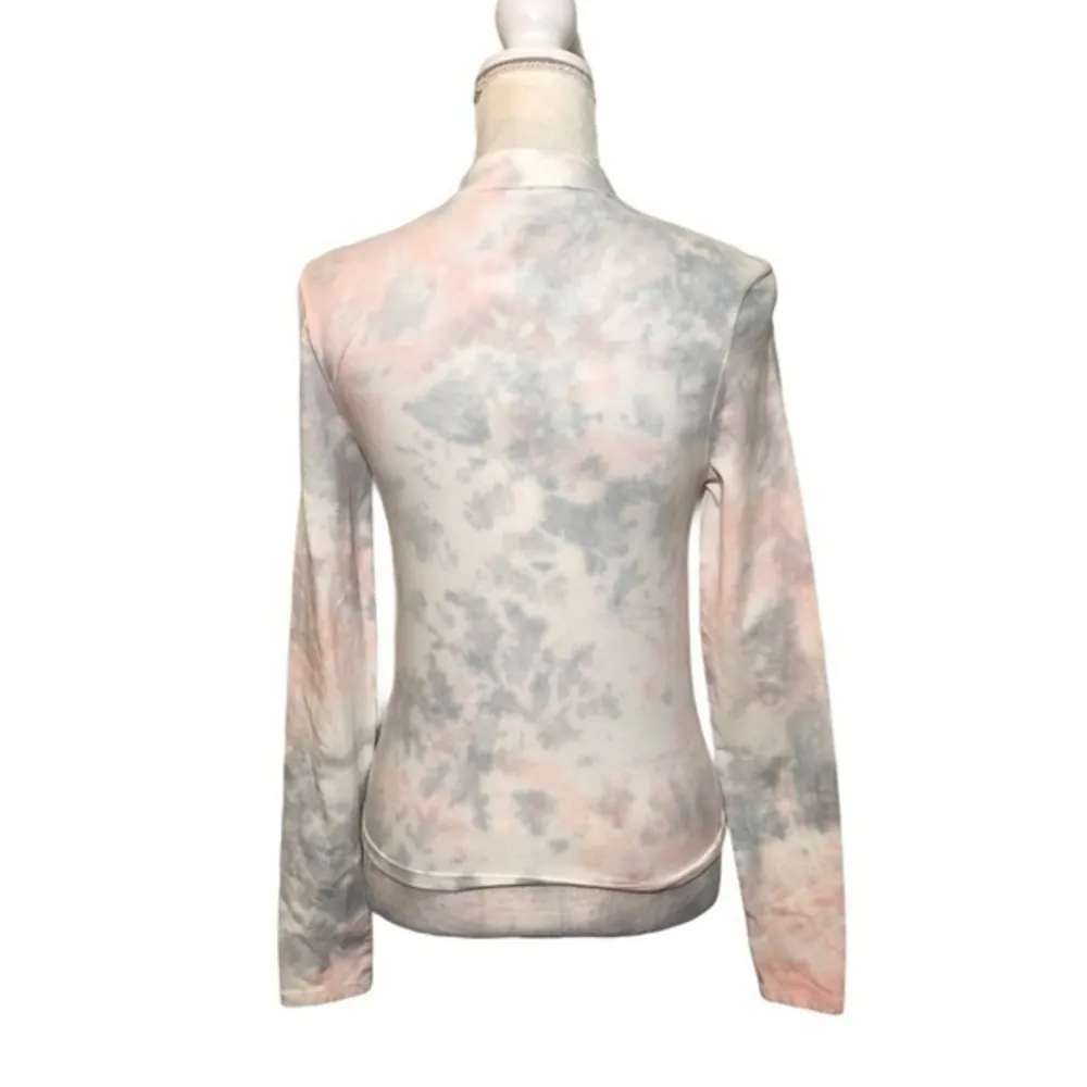 NWOT Mock Neck White Pink Blue Pour Tie Dye Top - Image 5