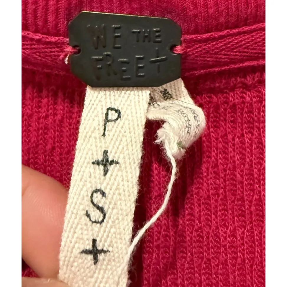 We The Free People Rainbow Thermal Henley Top Oversized Sz S Boho Long Sleeve - Image 4