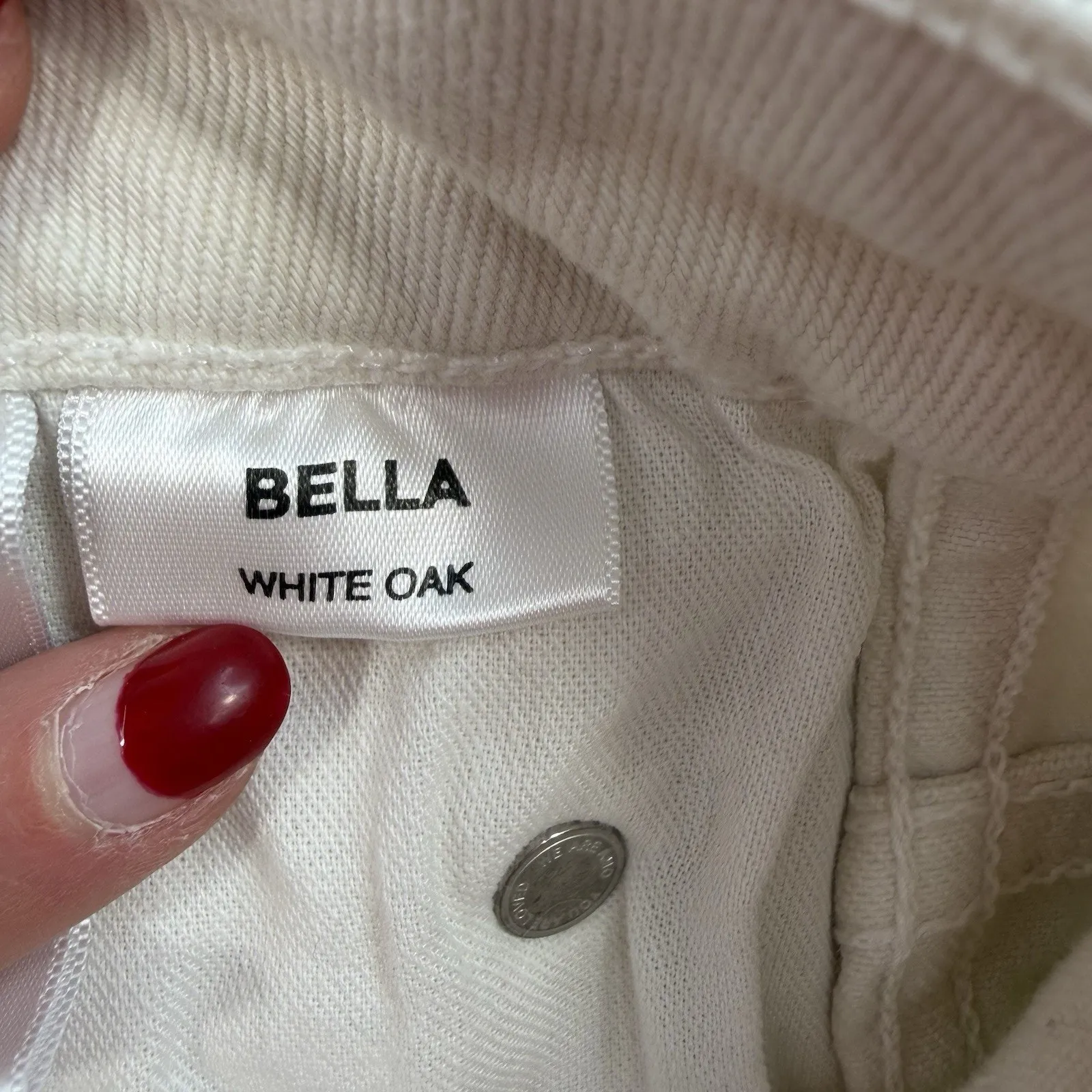 AMO Sz 32 Jeans Bella Released Hem White Oak Straight Leg Denim Boho Grunge - Image 9