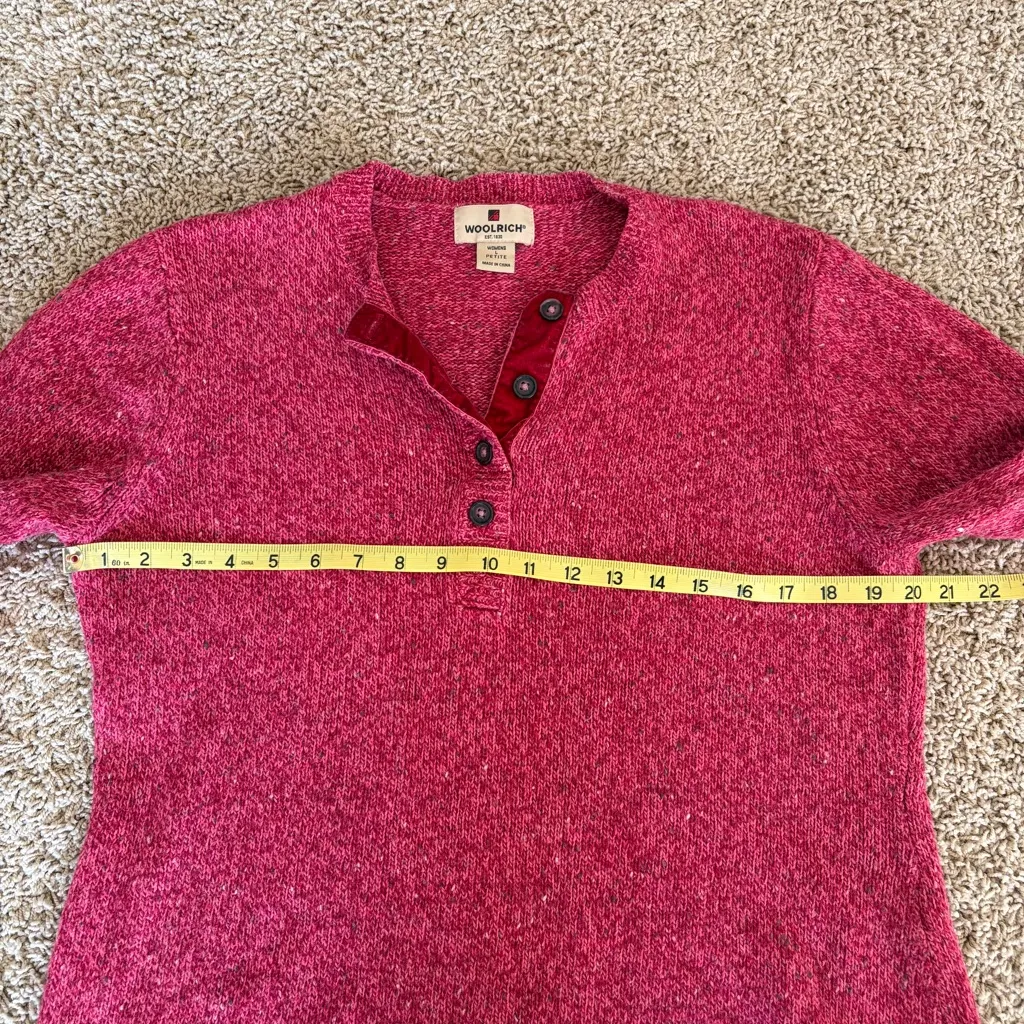 Woolrich Pullover Sweater Size Large Petite Raspberry Heather Ramie Wool U4 - Image 7