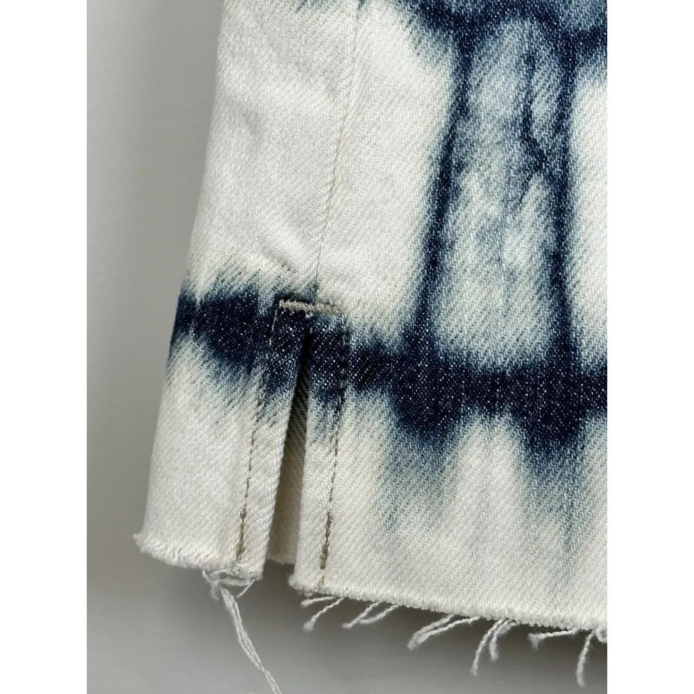 HUDSON High Rise Cut Off Lori SHORTS Size 26 Button Fly White Tie Dye Bleach NWT - Image 4