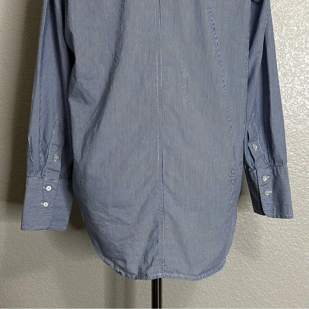 J. Crew Blue Striped Long Sleeves Pop Over Women's Shirt, Size 4 - Image 10