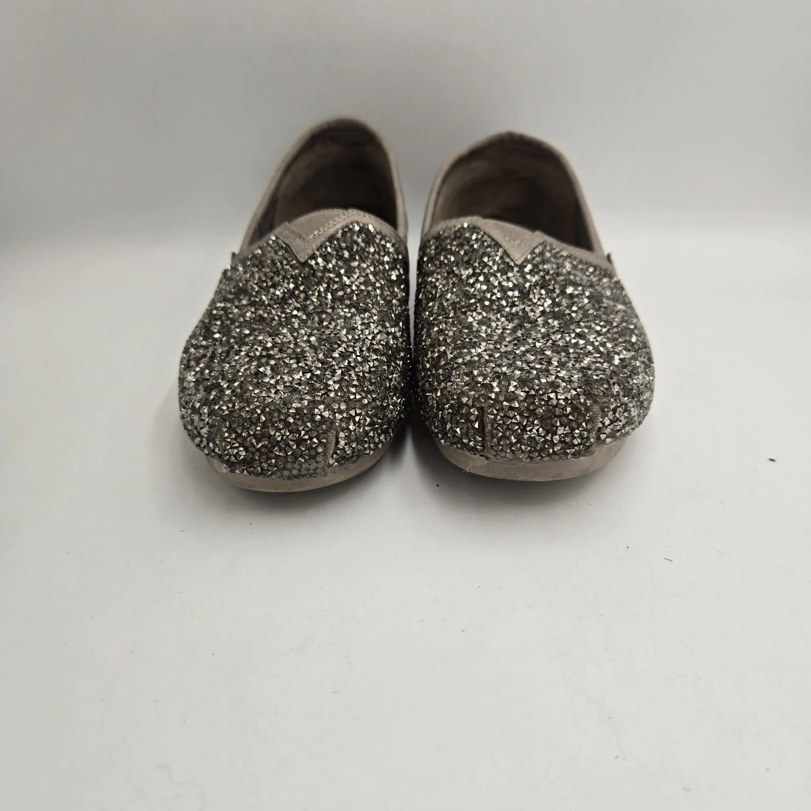 BOBS By Skechers Peace Love Slip On Gray Glitter Sparkle Flats Shoes Size 7 - Image 4