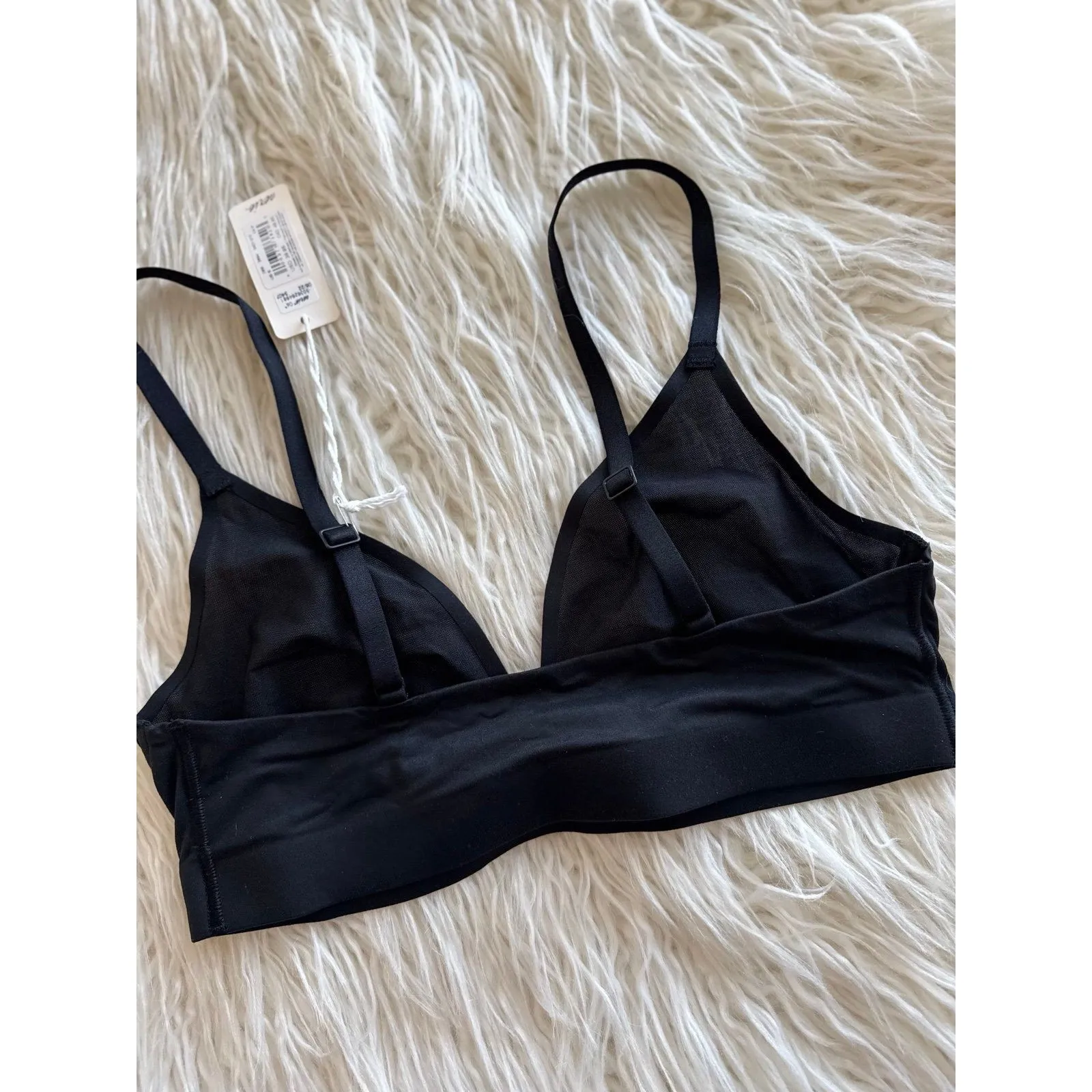 Aerie SMOOTHEZ Mesh Bralette True Black Size Small - Image 4