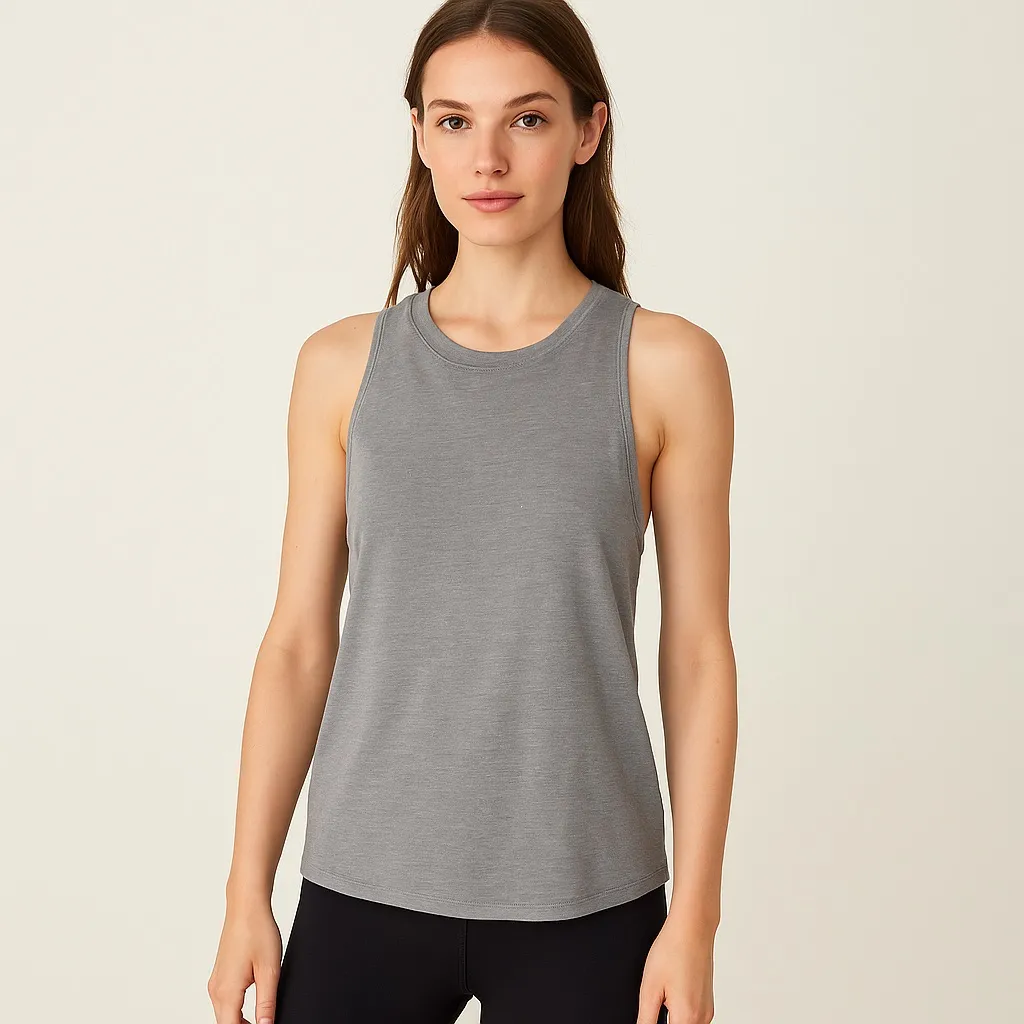 Victoria Sport Gray Open Cross Back Muscle Tank Top Size M Soft Lightweight Gym - Image 3