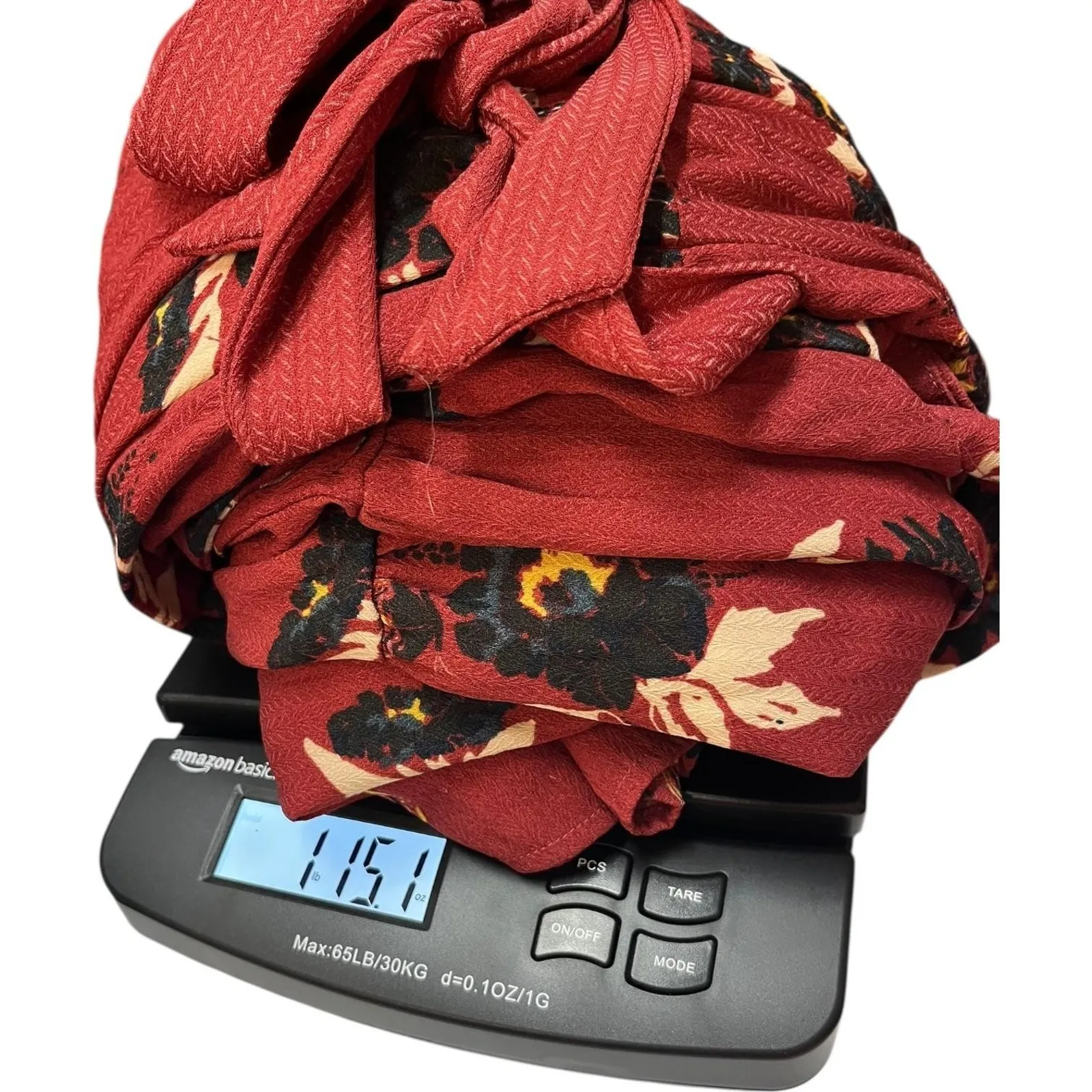 Free People Dress Womens 10 Red Floral Tiered V Neck Belted Maxi Boho - Image 15