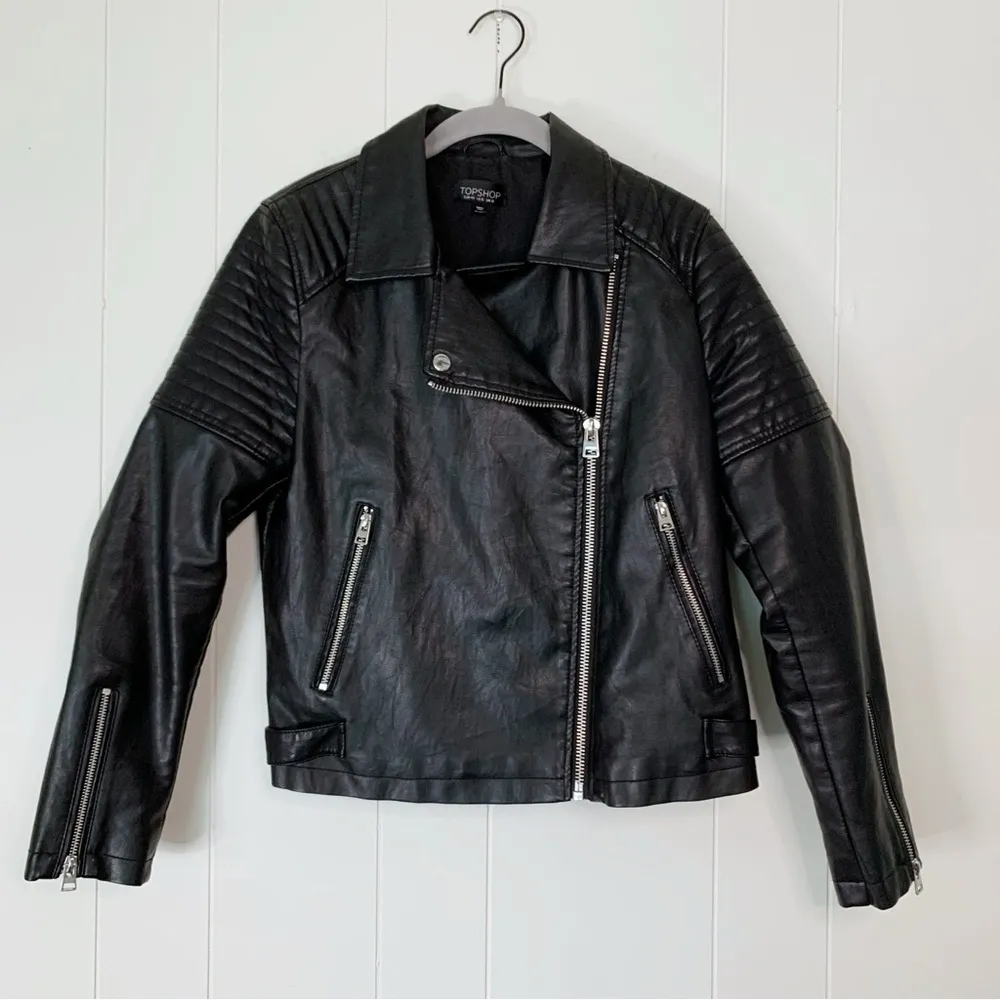 Topshop Vegan Leather Moto Jacket 8 - Image 2