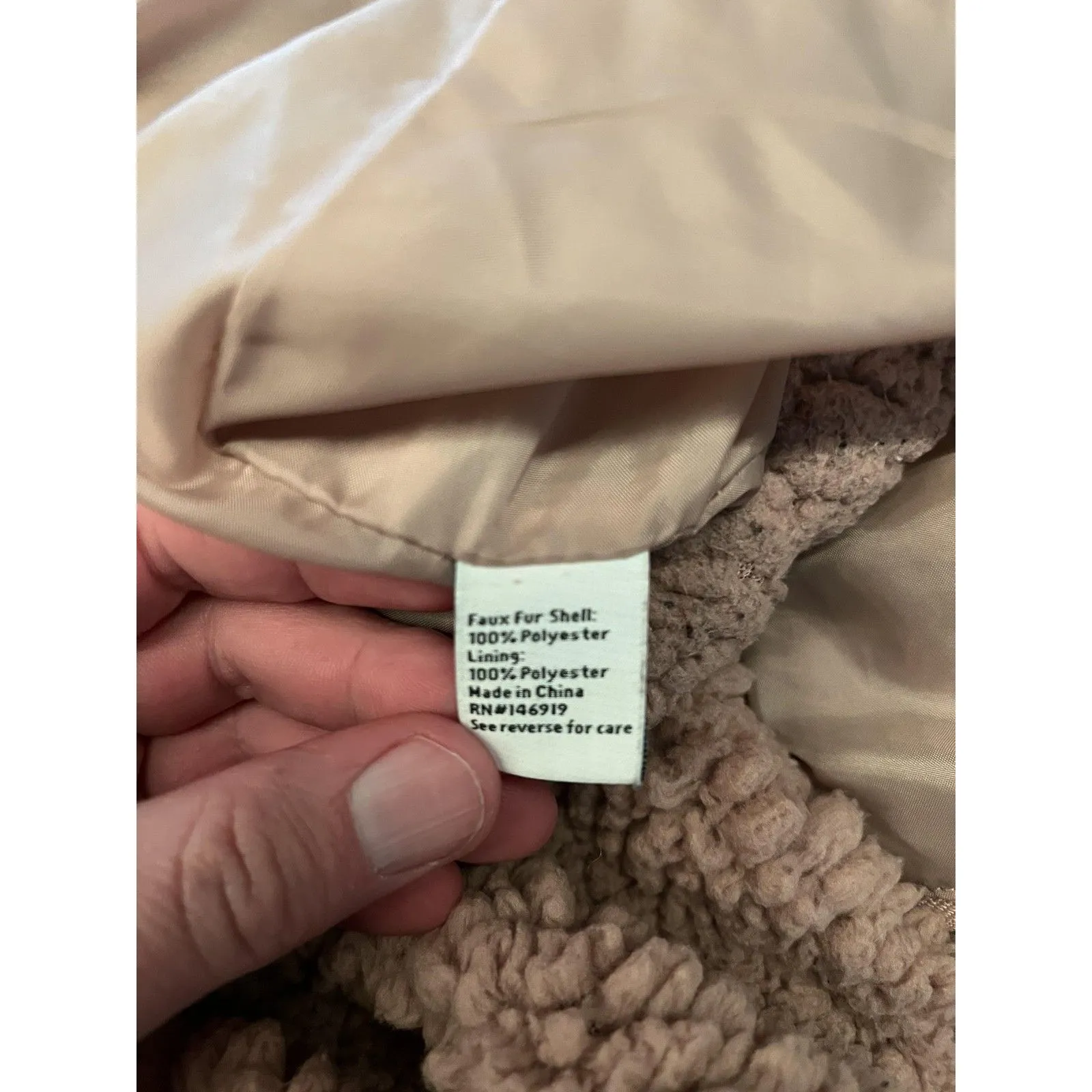 Nine West Jacket Womens Extra Large Beige Sherpa Fleece Full Zip Teddy Coat - Image 7