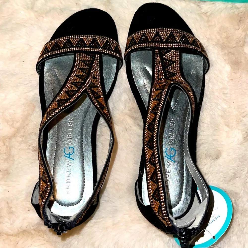 Andrew Geller  Rhinestone Memory Foam Sandal 6W - Image 3