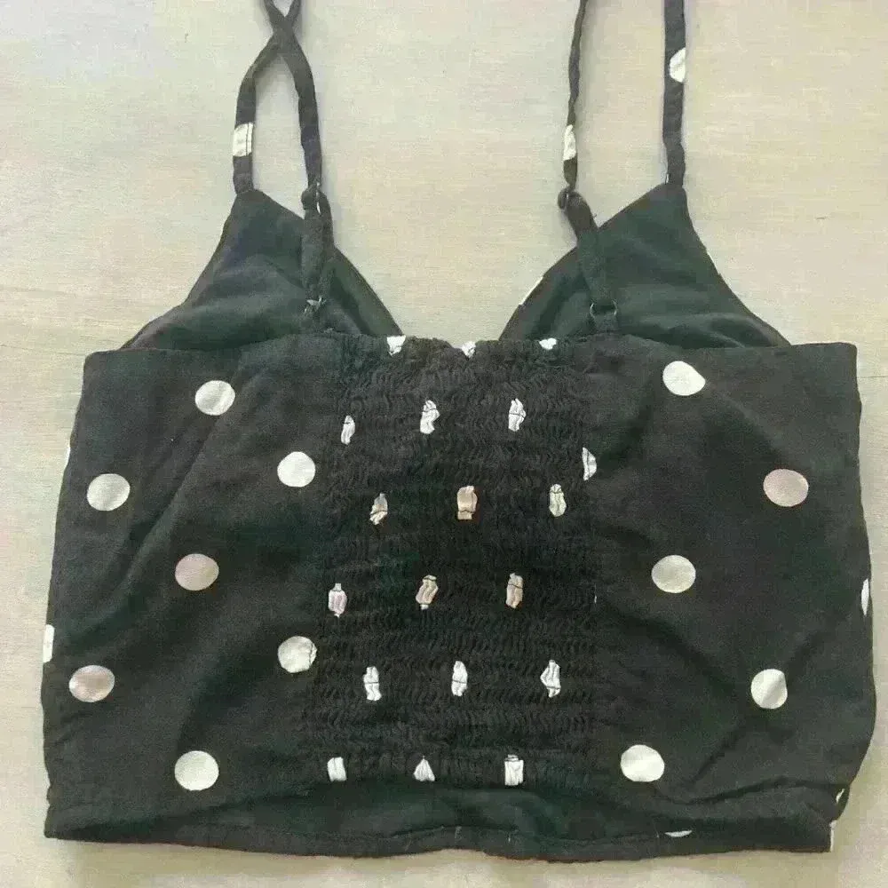 H&M Black And White Polka Dot Crop Top Size XXS  adjustable straps - Image 6