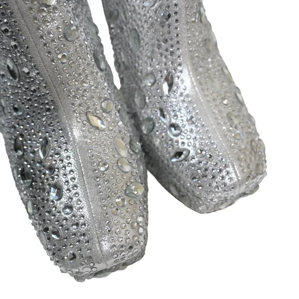 Jessica Simpson Womens 9.5 Dollyi Crystal Embellished Bootie Silver NEW - Image 8