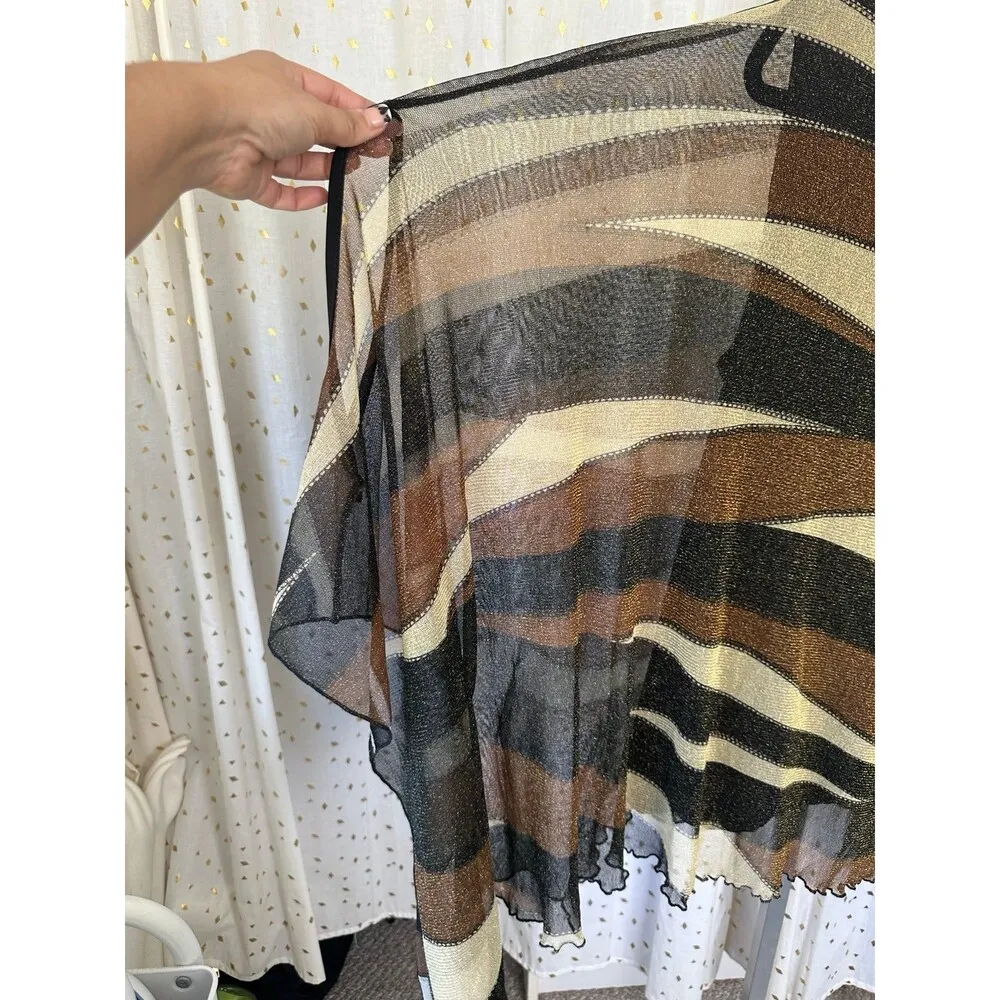 Step In Style Shimmery Semi Sheer Oversized Mesh Tunic Short Kaftan Poncho M Black Size M - Image 6