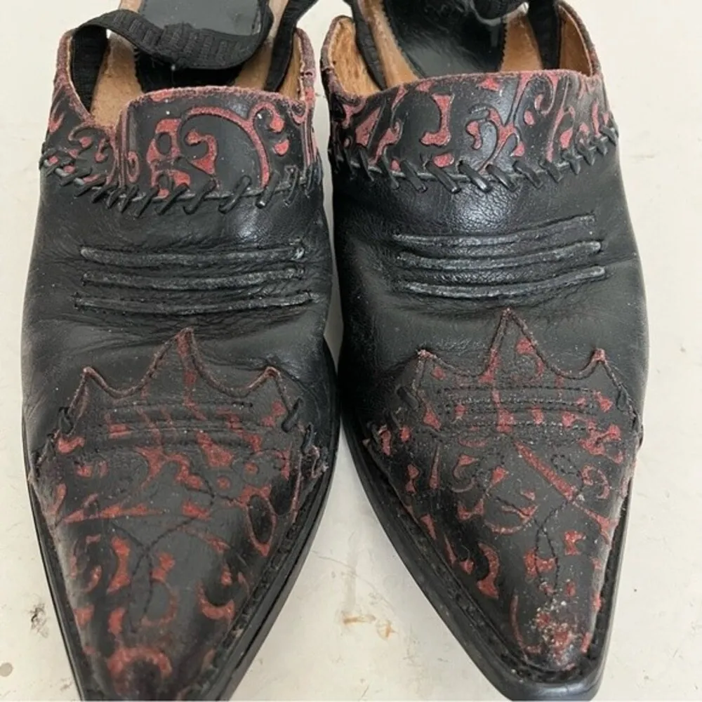 ARIAT Western Mules Snip Toe Slip On Cowboy Booties Black Red Size 6 B - Image 5