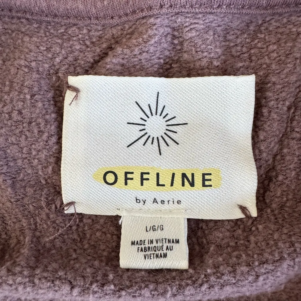 Aerie Offline Purple Taupe Crewneck Sweatshirt with Front Pockets Size Large - Image 5