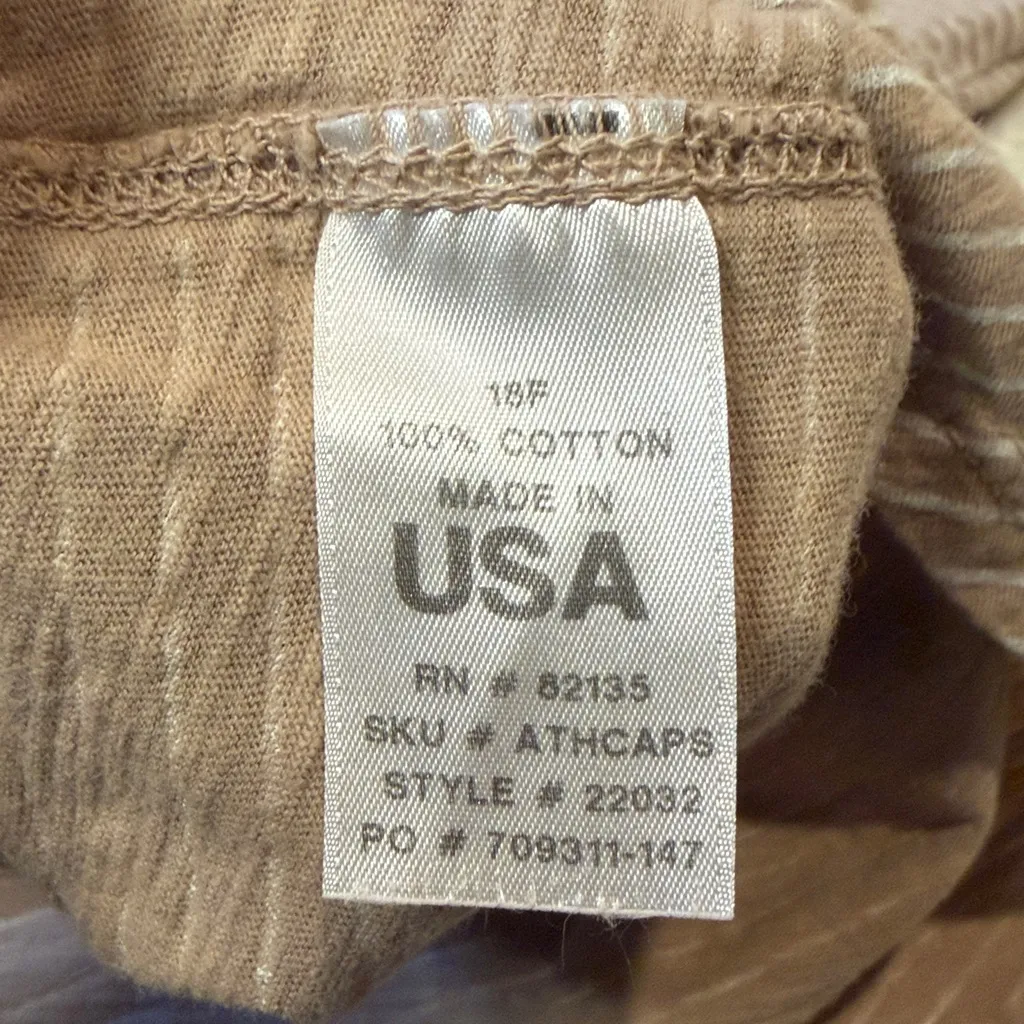 Fresh Produce- Tan with White Stripes 3/4 Length Sleeves Hi-Low 100% Cotton Top - Image 5