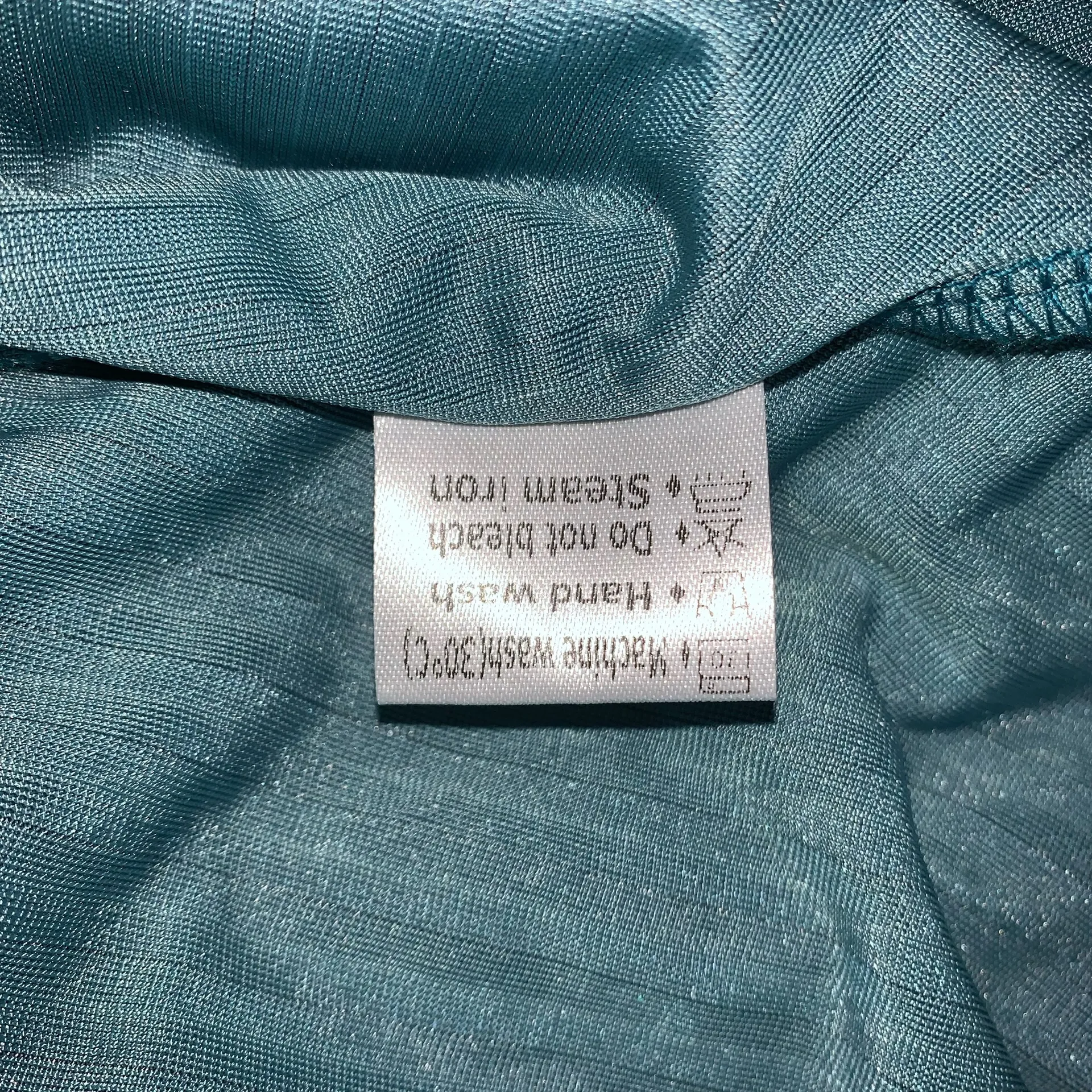 Merokeety blue teal velvet midi dress size M ruffle sleeve V Neck stretchy - Image 9