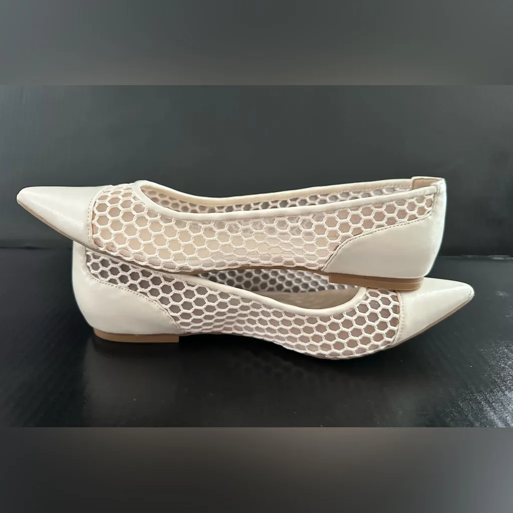 Nine West Cream Mesh Pointed Flats - Image 15