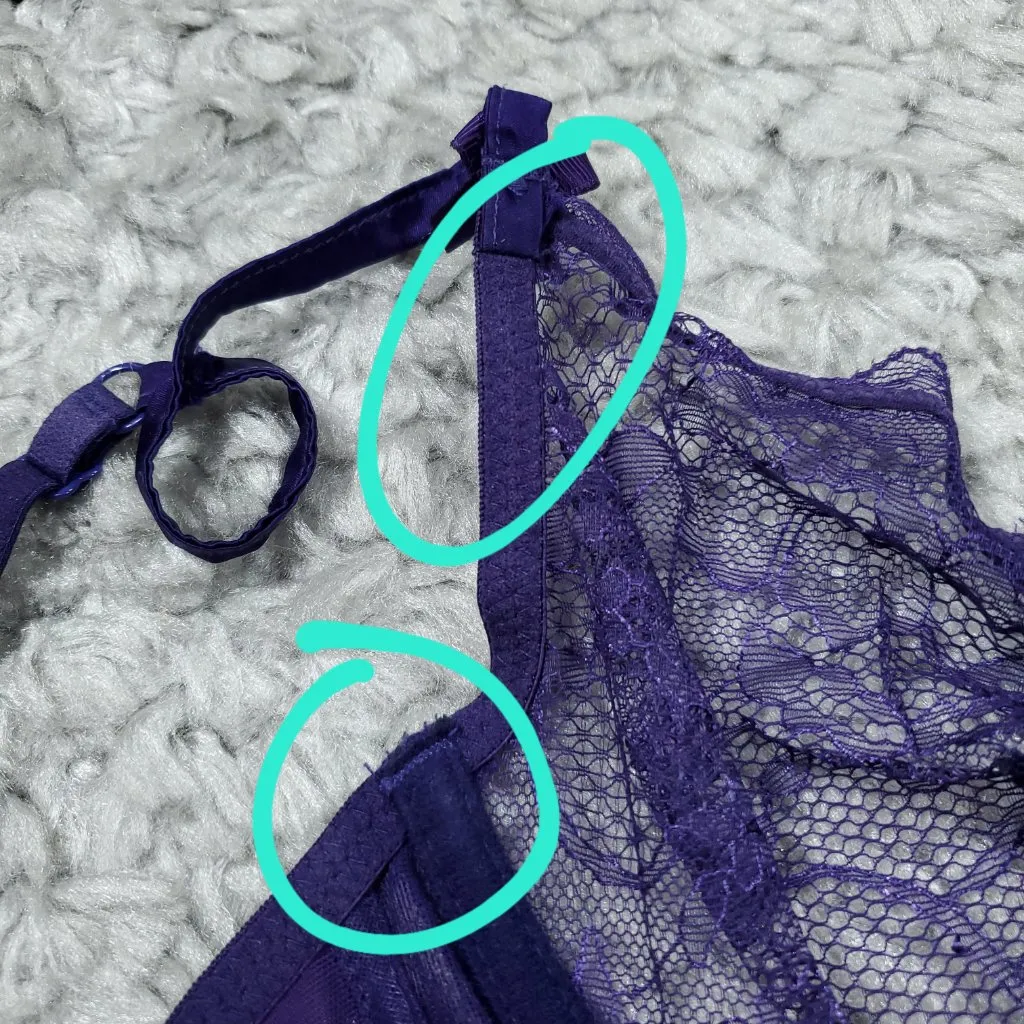 READ Mimi Holliday Unlined Underwire Lace Bra Purple Size 34D Silk Blend - Image 4