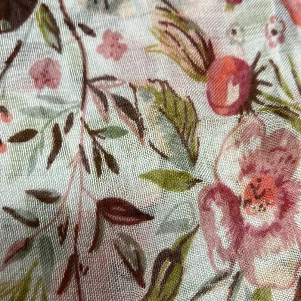 Marcus Adler New York Floral Large White Fashion Scarf with Frayed Edges - Image 14