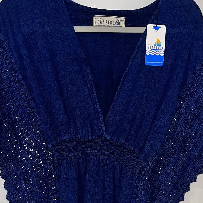 SEASPICE Resort wear Navy Blue Coverup Medium - Image 3
