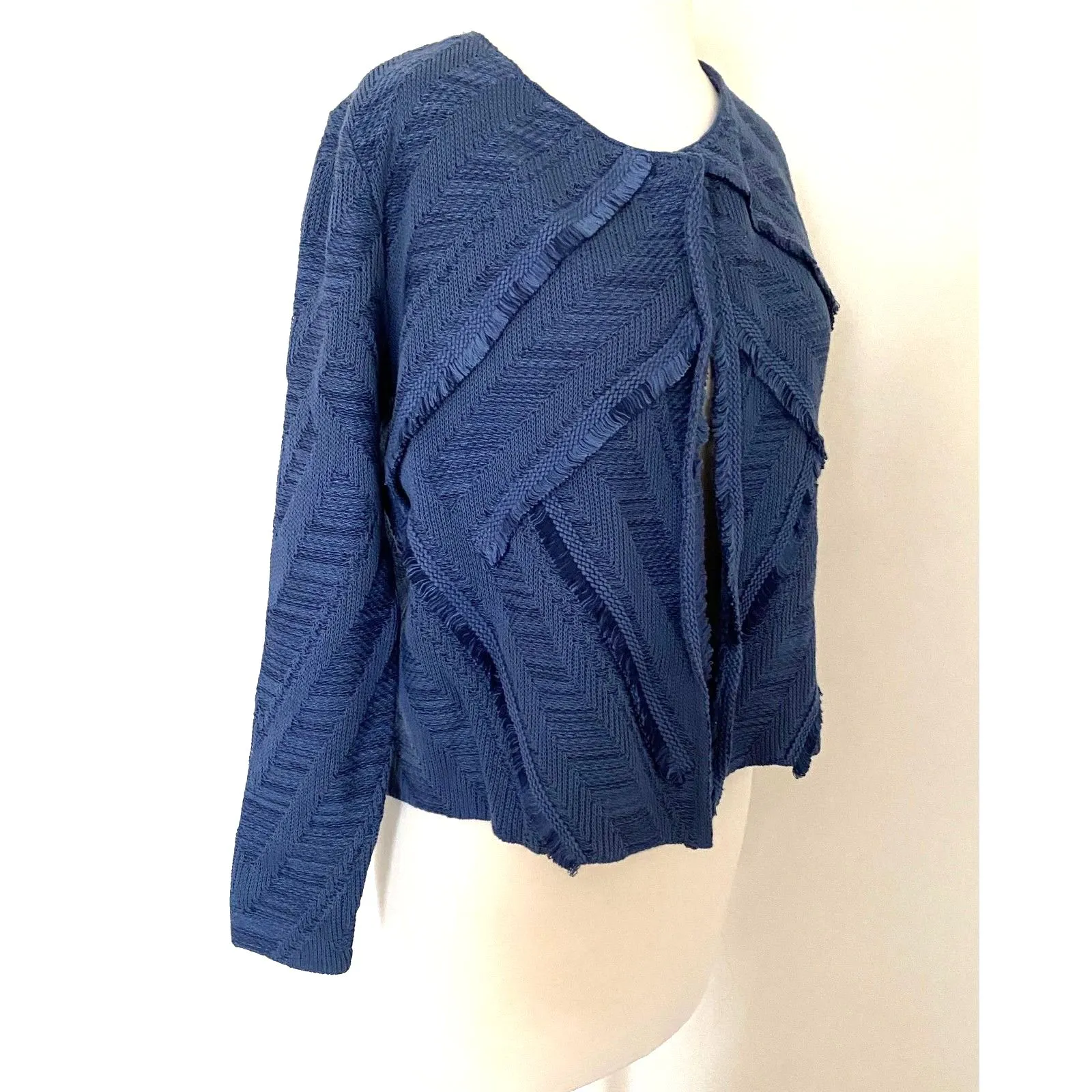 NWT Chicos Macie Cotton Blend Textured Fringe Open Cardigan Layer Sweater 0 (S) - Image 11