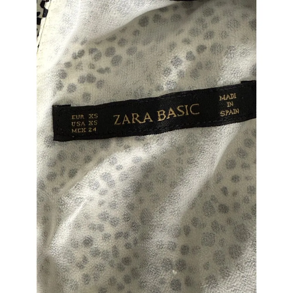 Zara Animal Polka Dot Black White Open Tie Back Shorts Romper 1/2 Sleeve XS - Image 7
