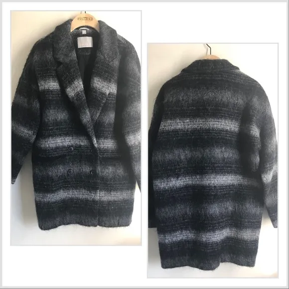 Soia & Kyo Alpaca, Mohair, Wool Blend Long Peacoat Grey Black size S - Image 2